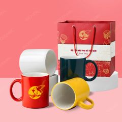 Quà tặng phụ nữ - Ly trụ quai C men bóng in logo