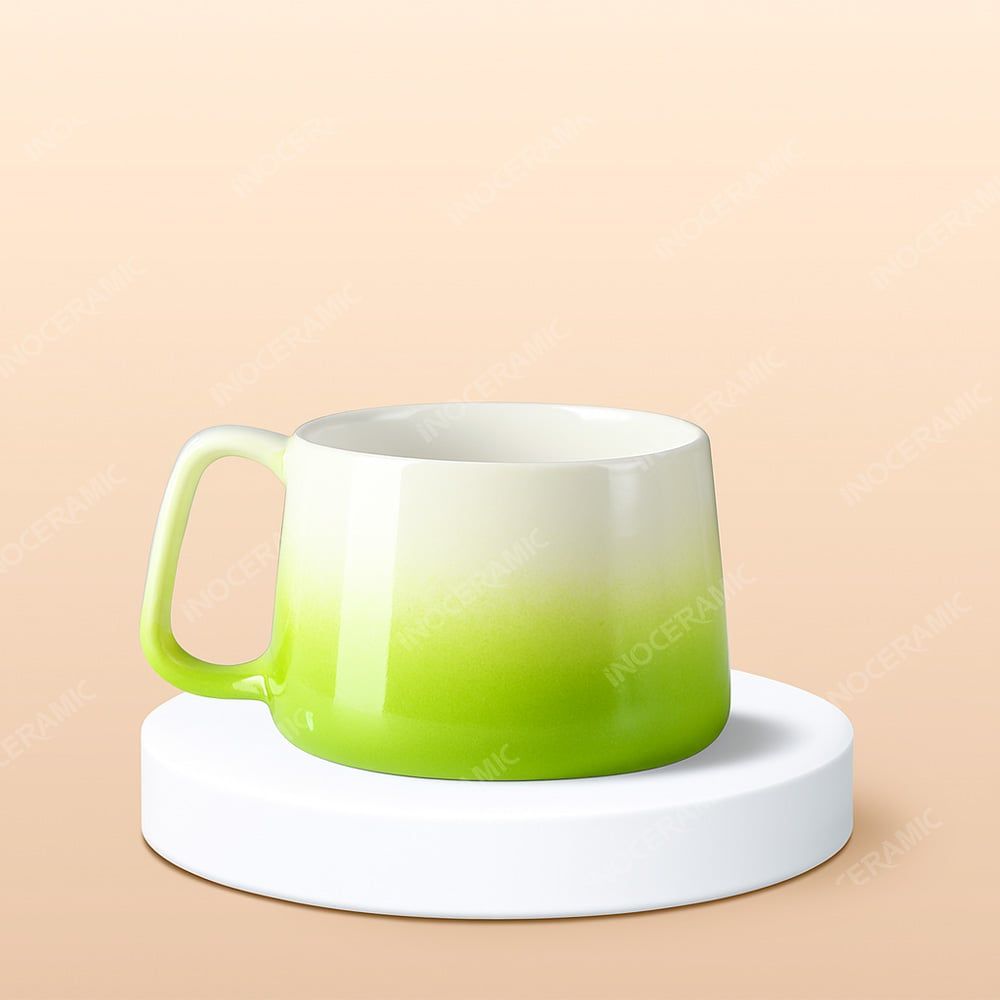 Ly sứ hiện đại quai vuông màu loang in logo