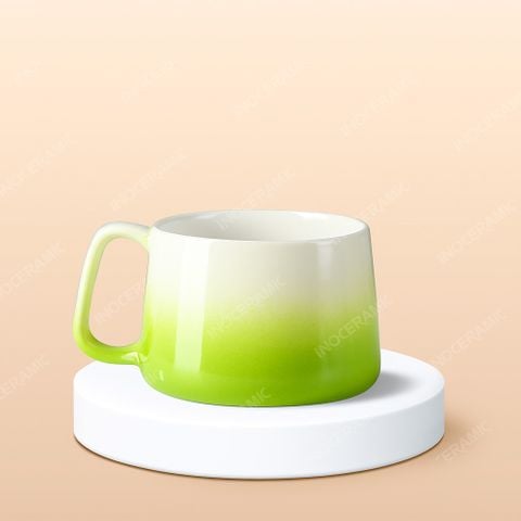 Ly sứ hiện đại quai vuông màu loang in logo