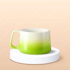 Ly sứ hiện đại quai vuông màu loang in logo