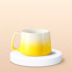 Ly sứ hiện đại quai vuông màu loang in logo