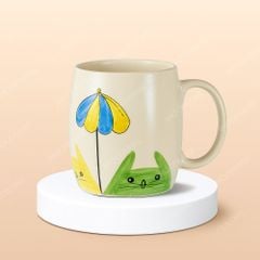 Ly sứ trứng đại Mèo Dưới Ô in logo