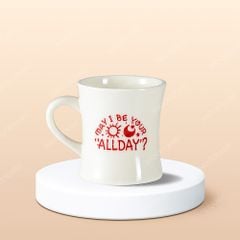 Ly sứ eo quai tim in chữ May I Be Your 