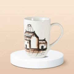 Ly sứ trụ quai tim Hà Nội Phố vẽ tay in logo