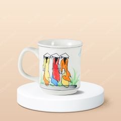 Ly sứ trụ miệng loe Du lịch Việt Nam vẽ tay in logo lưu niệm