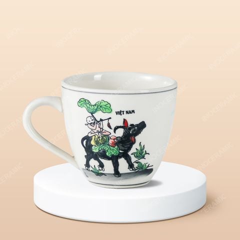 Ly sứ bầu in Tranh dân gian Đông Hồ lưu niệm - Mục Đồng Chăn Trâu Thổi Sáo