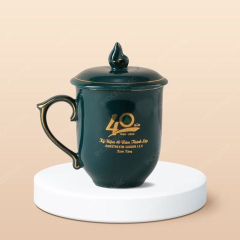 Ly sứ Bát Tràng - In logo kỷ niệm thành lập Constrexim Saigon - Nhà máy ngói màu Ruby