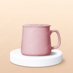 Ly sứ vuông quai vuông có nắp in logo