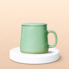 Ly sứ vuông quai vuông có nắp in logo