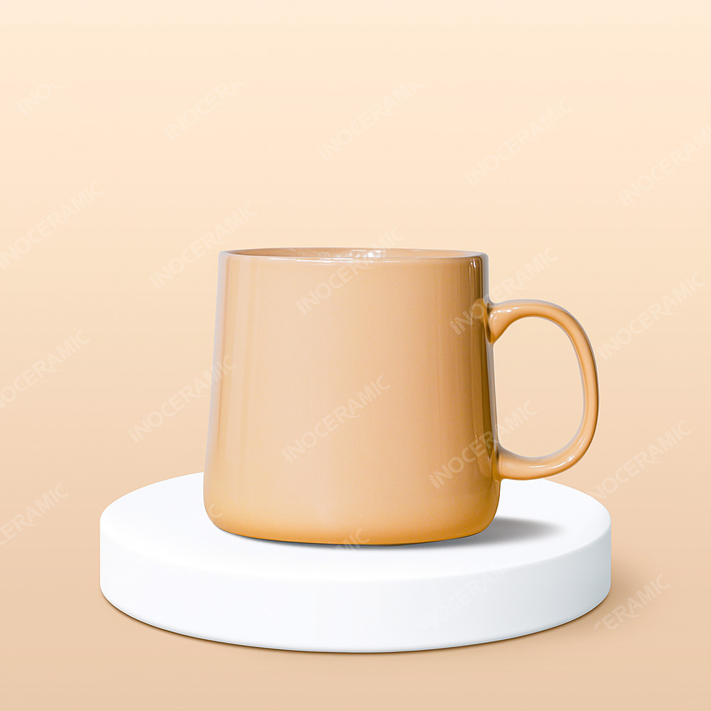 Ly sứ vuông quai C màu không nắp in logo