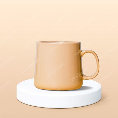 Ly sứ vuông quai C màu không nắp in logo