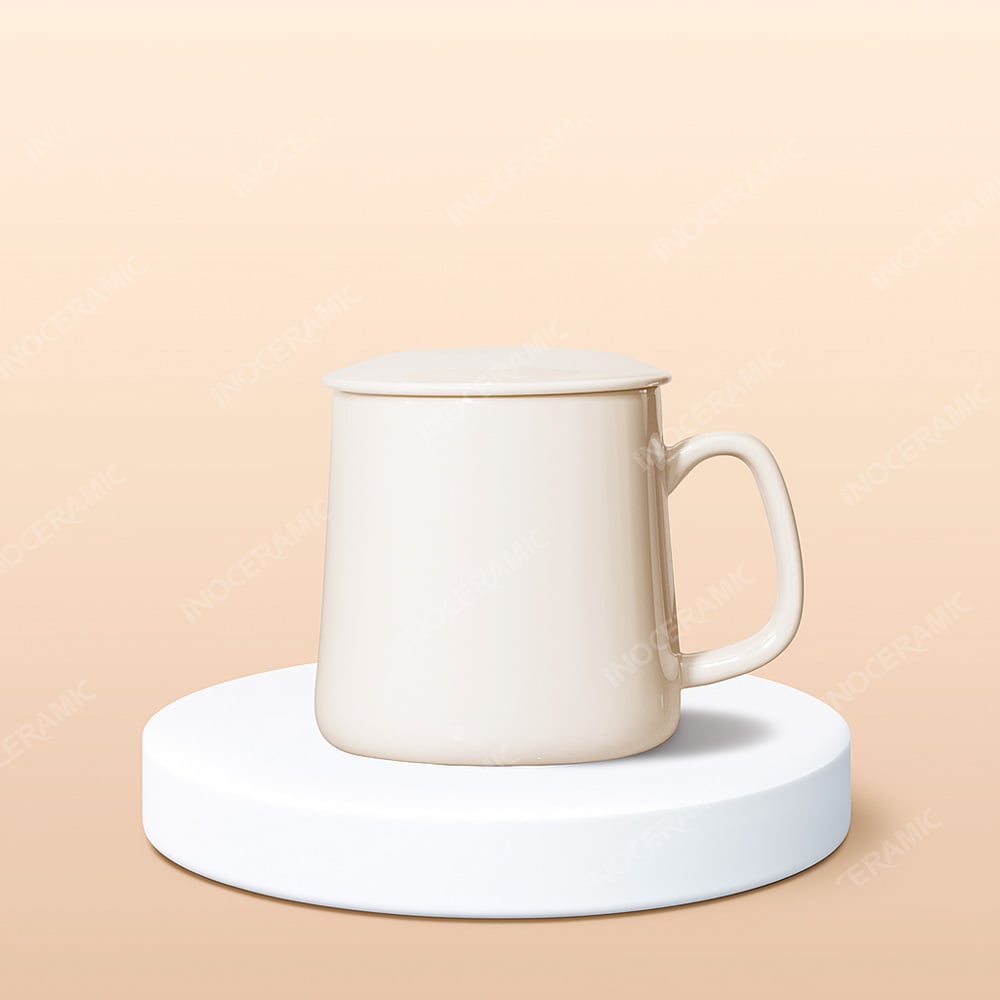 Ly sứ vuông quai vuông có nắp in logo