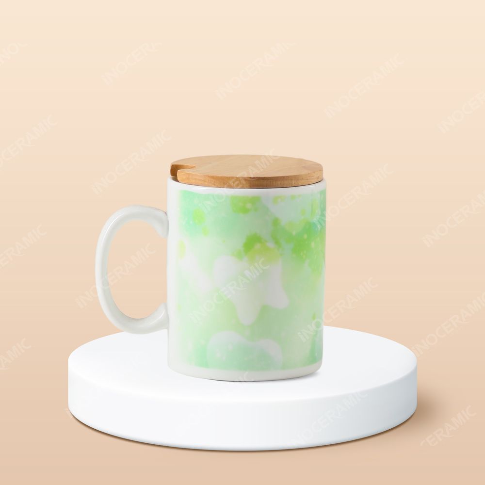 Ly sứ Bát Tràng nắp gỗ - In logo Nhà đầu tư thông minh