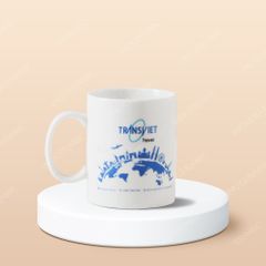 Ly sứ Bát Tràng - In logo công ty du lịch TransViet Travel