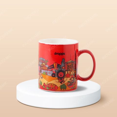 Ly sứ Bát Tràng - In logo Droppii Mall men đỏ làm quà tặng