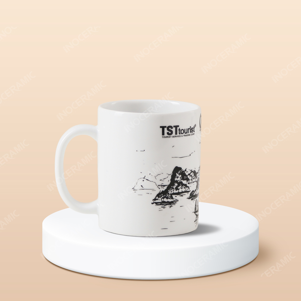 Ly sứ Bát Tràng - In logo công ty du lịch TST Tourist & Heritage Travel