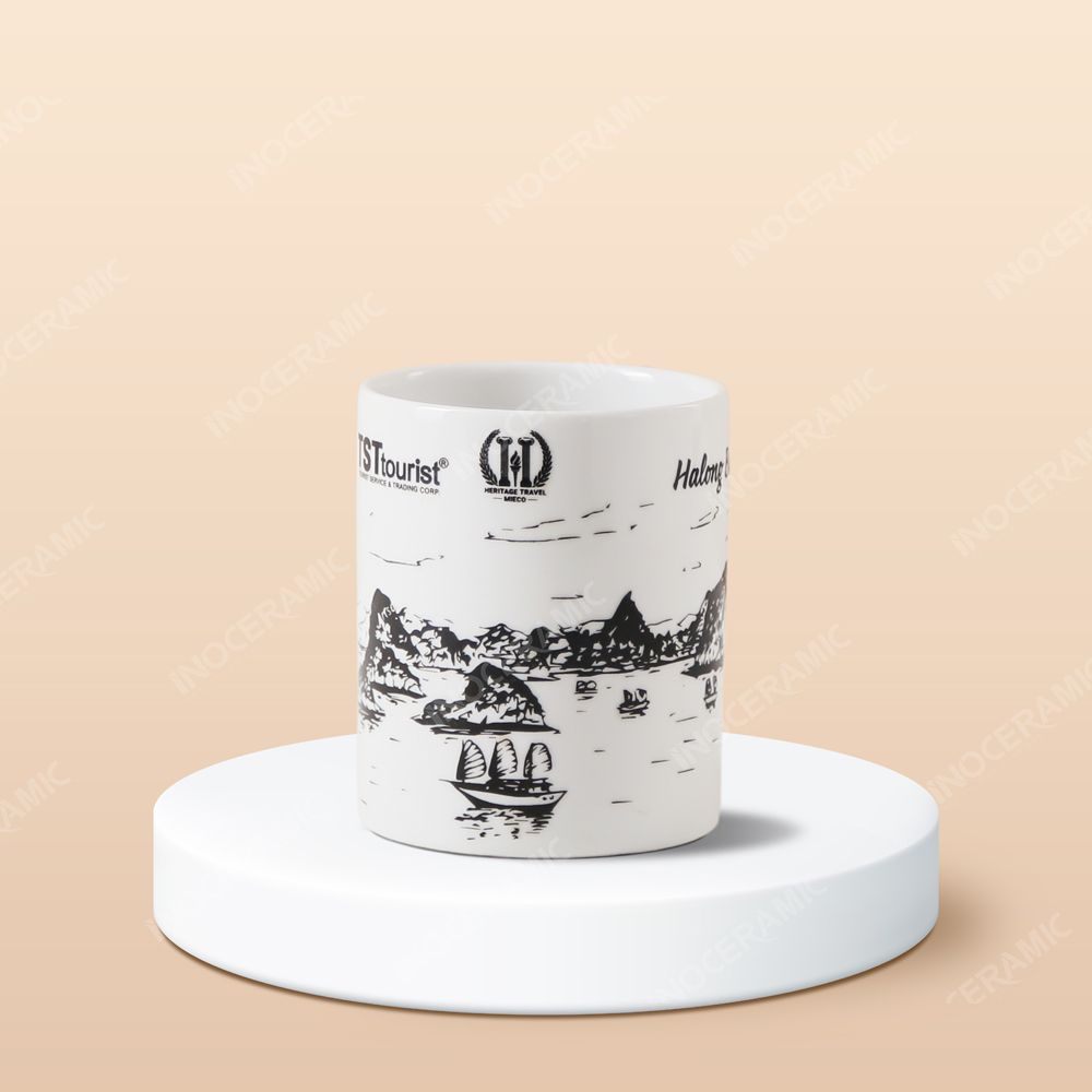 Ly sứ Bát Tràng - In logo công ty du lịch TST Tourist & Heritage Travel