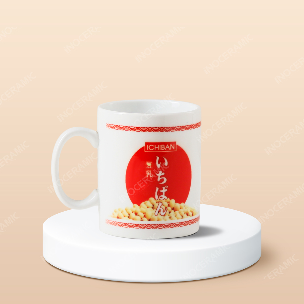 Ly sứ Bát Tràng - In logo cửa hàng siêu thị thực phẩm Ichiban Market