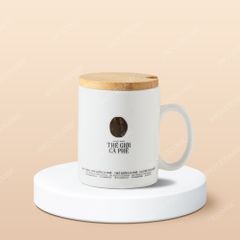 Ly sứ Bát Tràng nắp gỗ - In hình và logo Bảo tàng Thế giới Cà phê