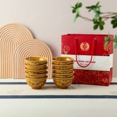 Quà tặng Công đoàn - Bộ 10 chén cơm men Hoàng Thổ