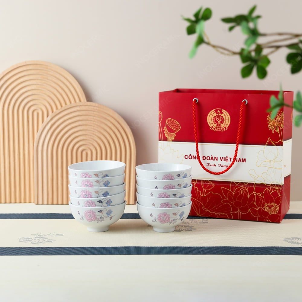 Quà tặng Công đoàn - Bộ 10 chén cơm sơn trà Minh Châu