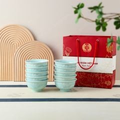 Quà tặng Công đoàn - Bộ 10 chén cơm men ngọc in logo