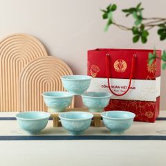 Quà tặng Công đoàn - Bộ 6 chén cơm men ngọc in logo quà tặng