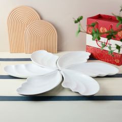 Quà tặng Công đoàn - Bộ 6 đĩa cánh tiên men sứ trắng in logo