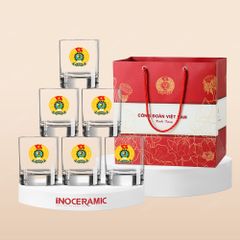 Quà tặng Công đoàn - Bộ 6 ly thủy tinh cao cấp in logo