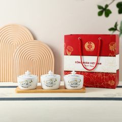 Quà tặng Công đoàn - Bộ 03 hũ mứt Tết mèo Meow in logo