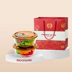 Quà tặng Công đoàn - Cặp thố thuỷ tinh đựng thực phẩm in logo