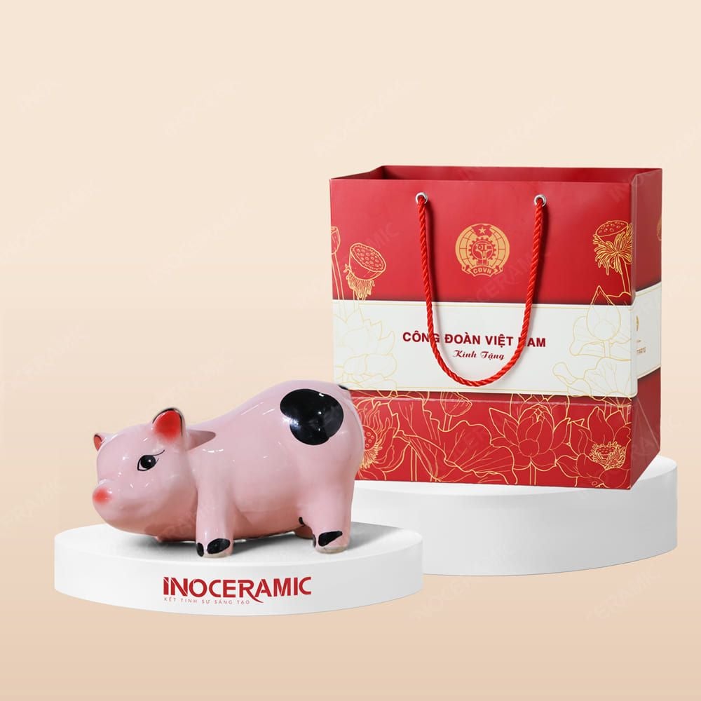 Quà tặng Công đoàn - Heo đất tiết kiệm in logo