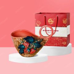 Quà tặng phụ nữ - Lọ làn hoa sứ Bát Tràng đắp nổi