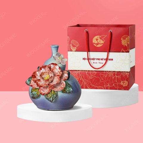 Quà tặng phụ nữ - Quả hút lộc hồ lô mini hoa đắp nổi