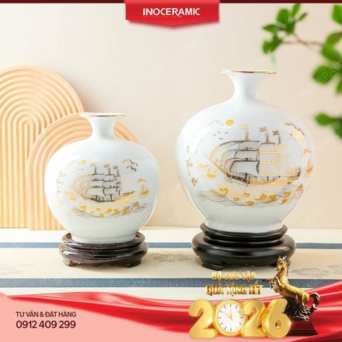 Bình hút lộc Thuận Buồm Xuôi Gió vẽ vàng – Quà Tết cao cấp, in logo doanh nghiệp