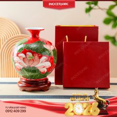 Quả hút lộc Hồng Liên Cát Tường – Quà Tết gốm sứ Bát Tràng cao cấp chiêu tài tụ lộc