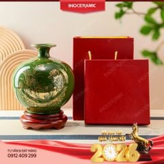 Quả hút lộc Sen Đại Vẽ Vàng gốm sứ Bát Tràng – Quà Tết in logo theo yêu cầu