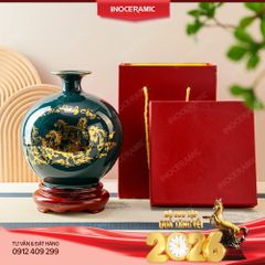 Quà Tết quả hút lộc Mã Đáo Thành Công vẽ vàng gốm sứ Bát Tràng