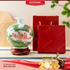 Quả hút lộc Liên Hoa Tịnh Ngọc – Quà Tết gốm sứ Bát Tràng chiêu tài, tụ lộc