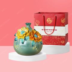 Quà tặng phụ nữ - Lọ hoa túi tiền hoa đắp nổi