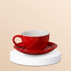 Tách espresso đỏ ruby dáng thấp kèm đĩa lót