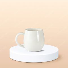 Cốc cà phê trứng quai C men trắng in logo