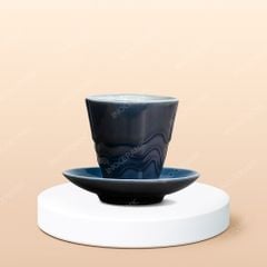 Ly Espresso sứ hình cây thông Noel không quai kèm đĩa lót in logo