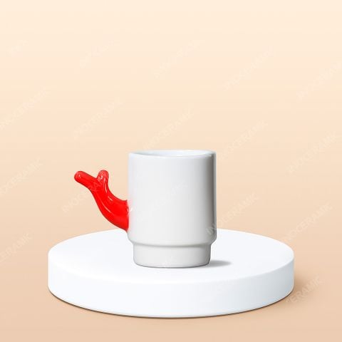 Ly Espresso sứ quai sừng Tuần Lộc in logo