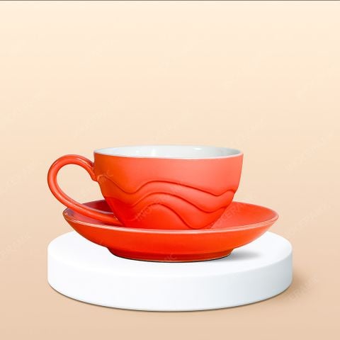 Ly Capuchino / Cappucino sứ hình cây thông Noel quai tim in logo