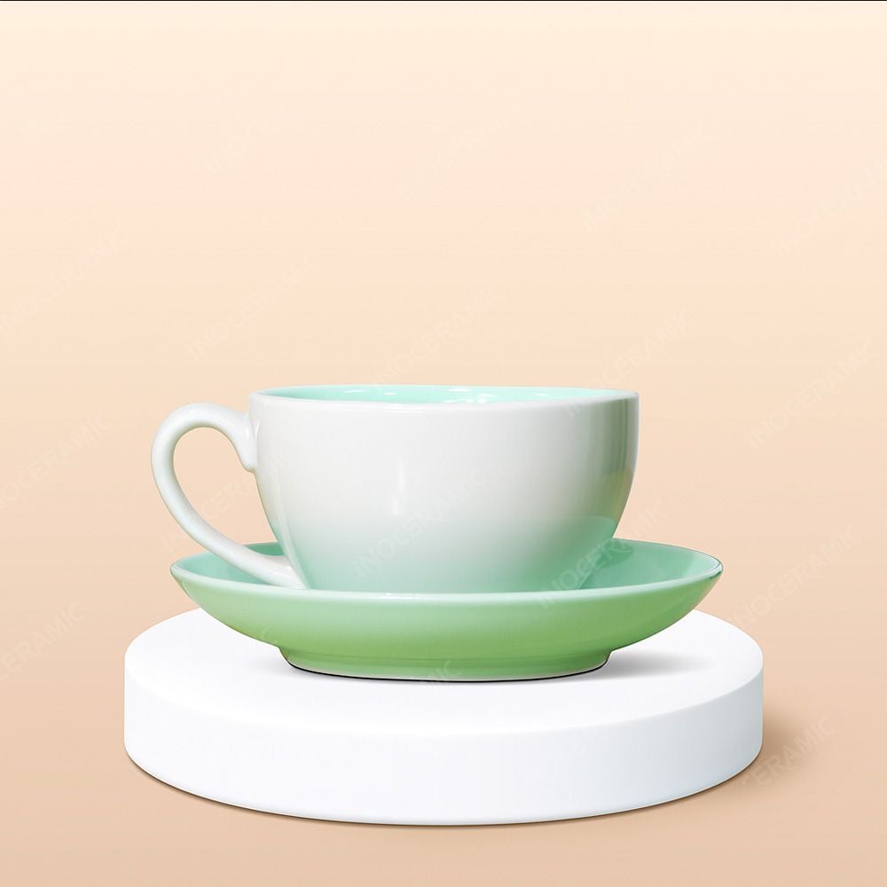 Ly Capuchino / Cappucino sứ quai tim lòng màu in logo