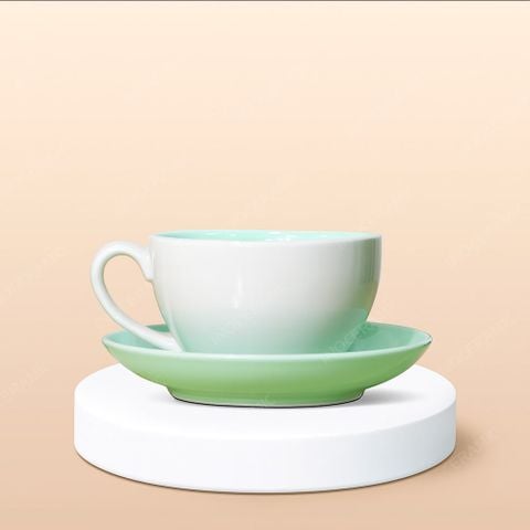 Ly Capuchino / Cappucino sứ quai tim lòng màu in logo