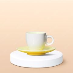 Ly Espresso sứ quai tròn lòng màu in logo