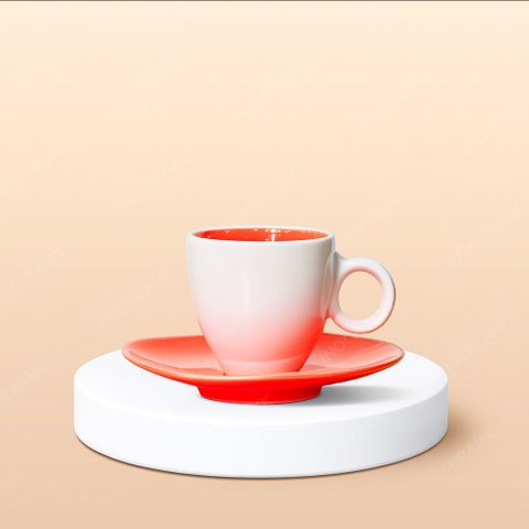 Ly Espresso sứ quai tròn lòng màu in logo