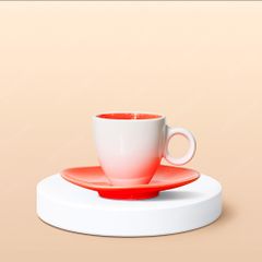 Ly Espresso sứ quai tròn lòng màu in logo